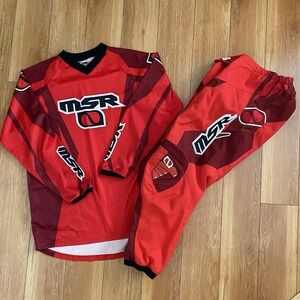 MSR AXXIS Motocross Gear Set Jersey Pants Red Black Small Size 32
